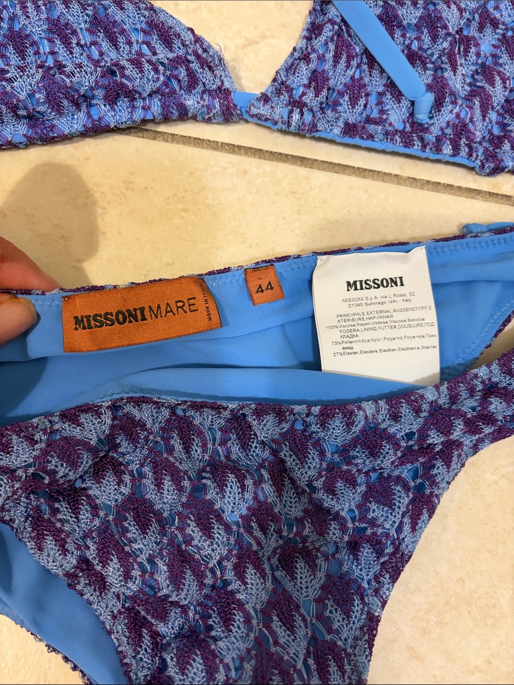 Missoni Blue & Purple Textured Triangle Bikini